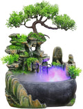 11-Inch Tabletop LED Waterfall Fountain with Atomizer – Quiet Resin Rockery Mist Humidifier for Bedroom, Office, Meditation or Gift Décor by WEMAKMAK