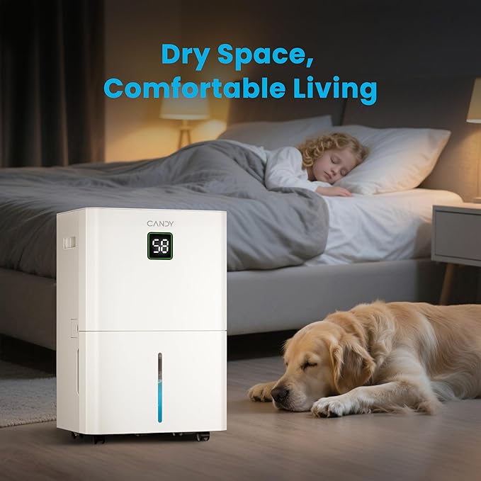 Candy 98 Pints Dehumidifier for Spaces up to 5000 Sq. Ft, Dehumidifier for Home, Basements and Large Rooms with Drain Hose and 1.45 Gallons Water Tank - Image 9