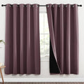 NICETOWN 100% Blackout Window Curtain Panels, Full Light Blocking Drapes with Black Liner for Nursery, 72-inch Drop Thermal Insulated Draperies (Dry Rose, 2 Pieces, 70-inch Wide Per Panel) by NICETOWN