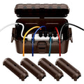 RESTMO 5-Piece Outdoor Waterproof Electrical Box Set – 12.5" x 8.5" x 5" Large & 7.1" x 2.3" x 2.3" Small, Weatherproof Boxes for Power Strip, Outlet, Plug, Socket, Timer, Holiday Light, Brown by Restmo