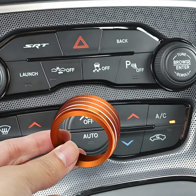 Auprite Climate Control Knob Covers for Challenger Accessories 2015-2023 2024, for Dodge Charger 2015-2023 2024, for Dodge Chrysler 300/300s 2015-2024,3Pcs Kit (Orange) - Image 7