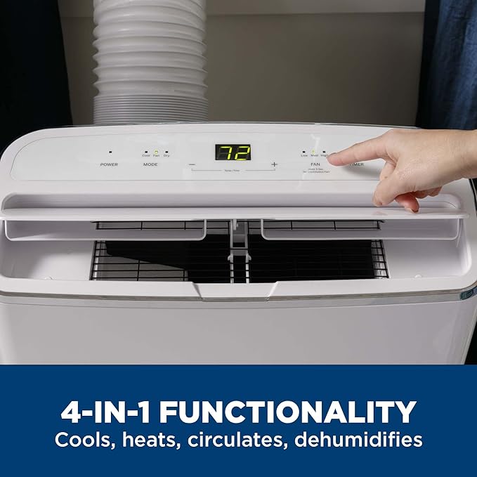 GE 9,950 BTU SACC Portable Air Conditioner for Medium Rooms up to 350 sq ft., Digital Controls, Remote Control, Perfect for Bedroom or Living Room, Easy Install Kit Included, White - Image 5