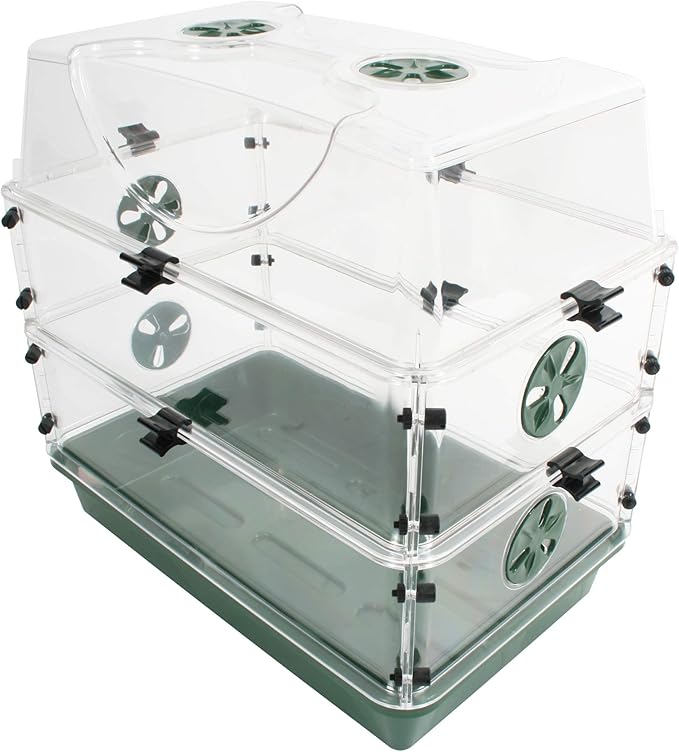 Medium EarlyGrow Seed and Herb Domed Propagator with 2 Vented Side Height Extensions and Security Clip Set by EarlyGrow