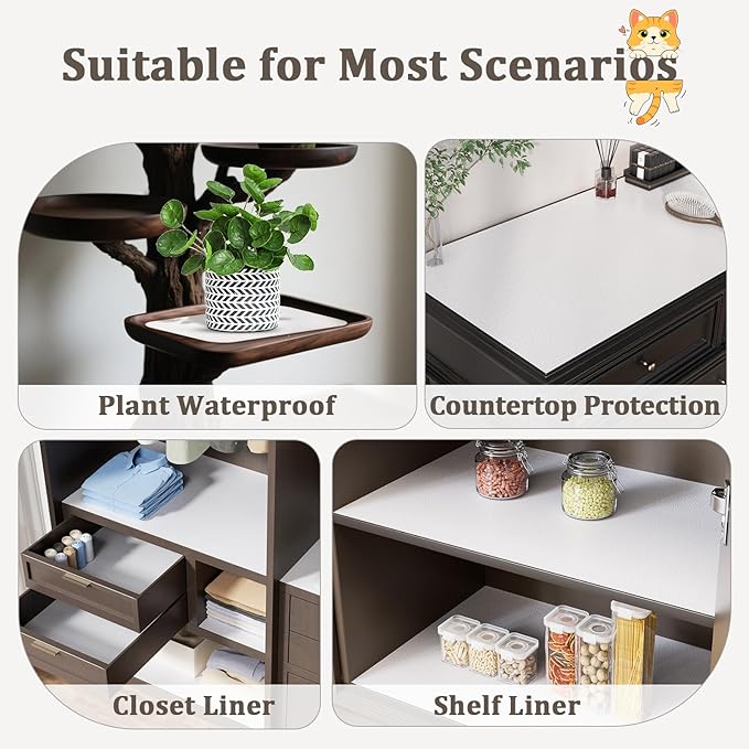 Shelf Liner for Kitchen Cabinets Non-Adhesive Non-Slip Drawer Liners for Dresser, 12" x 120" Waterproof Washable Paper, Durable Protector Mat for Pantry Shelves Cupboards, White - Image 9