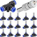 Mornajina 30 Pcs Brass Misting Nozzles Mister Replacement Nozzles with Filter Mesh & 1/4" Water Misting Nozzle Tees Kit, 0.012"/0.3mm Orifice Misting System Heads Sprayer for Outdoor Cooling System by Mornajina