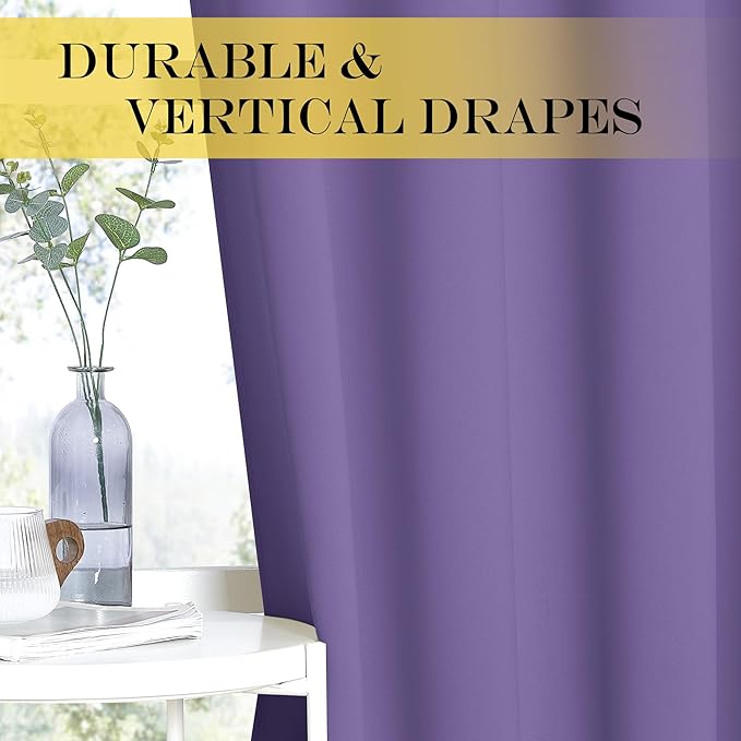NICETOWN Door Curtain for Closet Doors 80 Inches Long 1 Panel, Blackout Doorway Curtain for Open Closet Bedroom, Room Divider Living Room for Privacy (Lilac Purple, 1 Panel, 46W x 80L) - Image 6