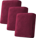 H.VERSAILTEX Velvet Stretch Couch Cushion Cover Plush Cushion Slipcover for Chair Loveseat Sofa Cushion Furniture Protector Seat Cushion Sofa Cover (3 Piece Sofa Cushion Covers, Burgundy) by HVERSAILTEX
