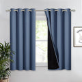 NICETOWN 100% Blackout Curtain with Black Liner, Thermal Insulated 2-Layer Lined Drape, Room Warming Small Window Drapery for Dining Room (Stone Blue, 1 Panel, 52 inches W by 54 inches L) by NICETOWN