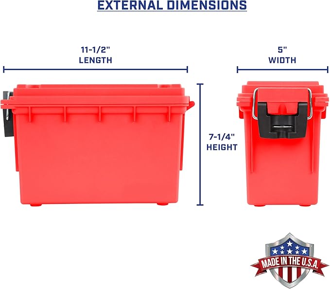 Sheffield 12636 Ammo Storage Box, Stackable .30 Cal Field Boxes, Water and Dust Resistant, Lockable Storage Box with Handle, Secures Hunting Gear, Supplies, and Bullets, Made in USA, Red, 1-Pack - Image 2