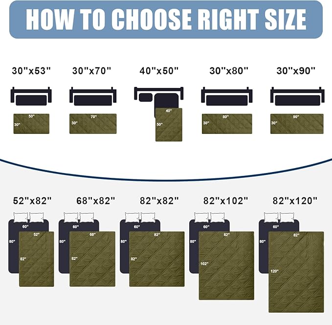 Smiry Waterproof Dog Bed Cover Pet Blanket, Soft Washable Dog Blanket for Furniture Bed Couch Sofa Reversible, Checkered (30"x80", Green/Navy) - Image 6
