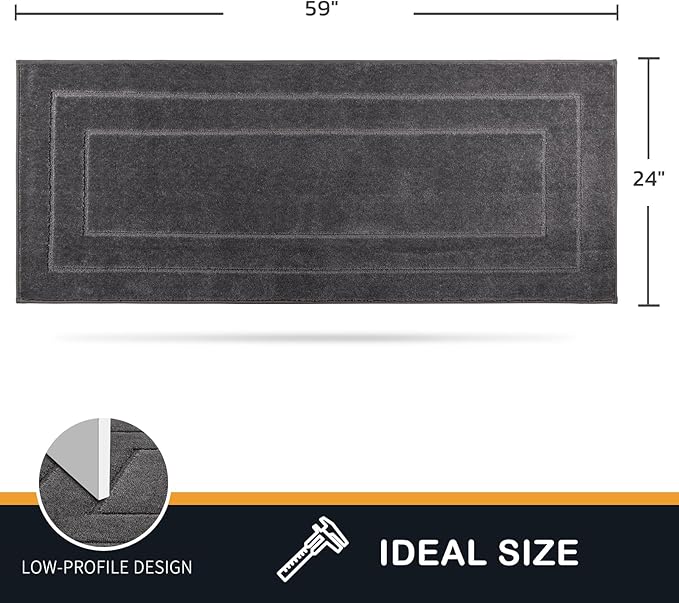 PURRUGS Dirt Trapping Door Mat 24" x 59", Non-Slip/Skid Machine Washable Entryway Rug, Dog Doormat, Super Absorbent Welcome Mat for Muddy Wet Shoes and Paws, Grey - Image 2