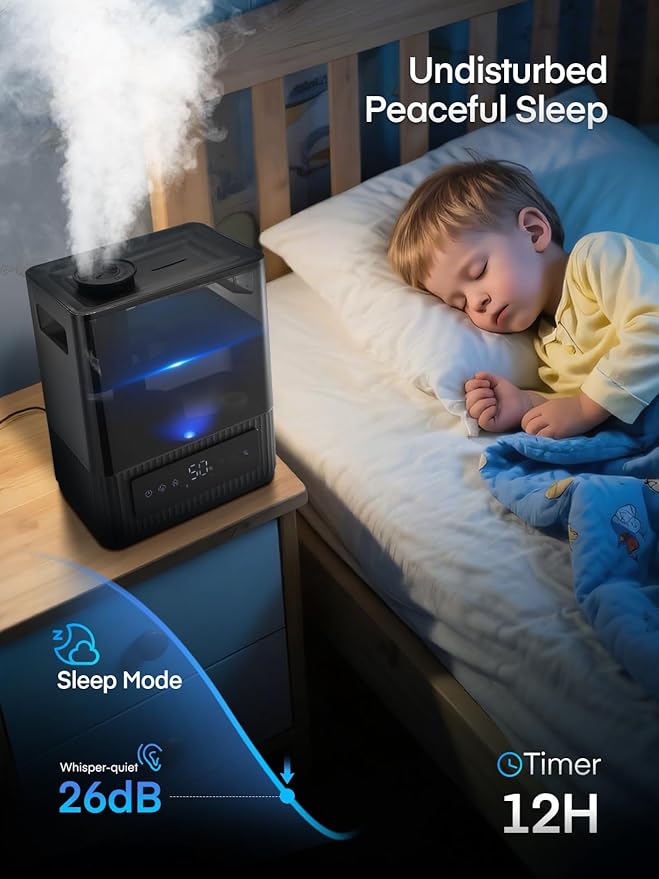 FOHERE Smart Humidifier for Bedroom, 6L Quiet Warm Cool Mist Humidifier with 60H Runtime, Aroma Diffuser, Sleep Mode, 12H Timer, Ultrasonic Top Fill Humidifiers for Home, Baby, Plants, Office - Image 4