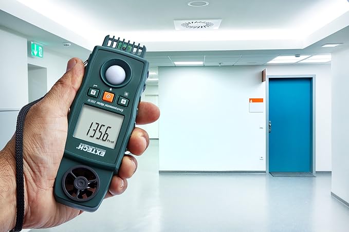 Extech EN510 10-in-1 Environmental Meter - Measures Air Velocity, Light, Sound, Temperature, Humidity, Dew Point, Wet Bulb, Heat Index, Wind Chill, Portable Multi-Function Tester with Backlit LCD - Image 7