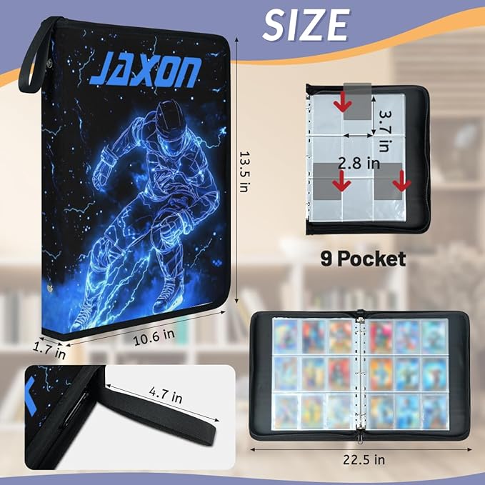 Custom Name Football Card Binder, Personalized Rugby 9 Pocket Trading Card Holder Binder Collector Storage Album for TCG, MTG, Sports Cards - Image 3