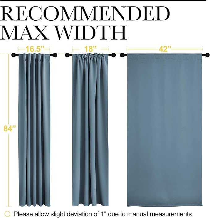 NICETOWN Vertical Blinds Window Curtain Panels - (Smoky Blue Color) 42 by 84 Inches, Set of 2, Energy Saving Rod Pocket and Back Tab Blackout Curtains for Nursery loft Cafe Laundry - Image 7