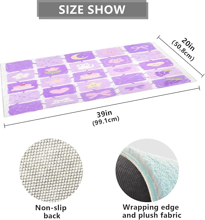 Purple Flower Cake Grid Bath mats for Bathroom Anti-Mold Rugs for Bathroom for Indoor Doormat Accessories Decoration 39 x 20 in de alfombras para ba?o - Image 3