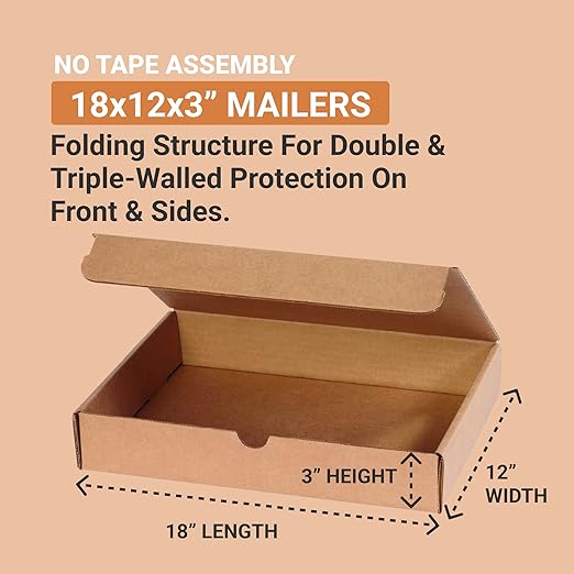 BOX USA Shipping Boxes Small 18"L x 12"W x 3"H 25-Pack - Corrugated Cardboard Box for Moving, Mailing, Packing, Packaging and Storage - Image 2