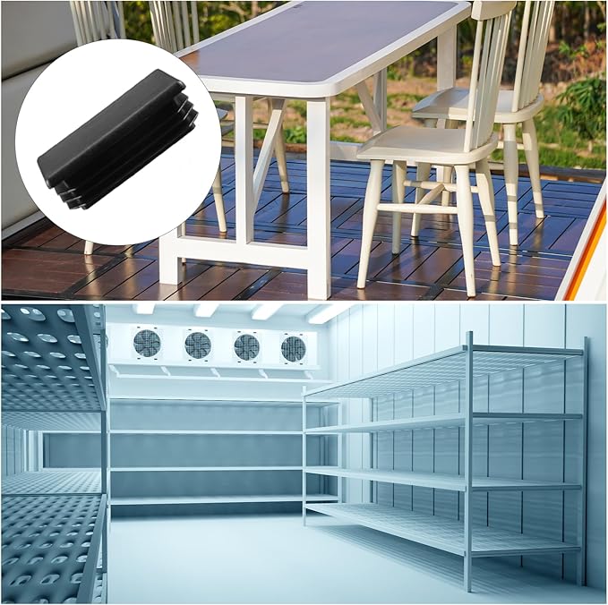 METALLIXITY Rectangle End Caps (60 x 30mm) 10Pcs, Plastic Rectangle Tube Inserts Threaded End Blanking Caps Protector - for Furniture Table Chair Legs, Black - Image 3