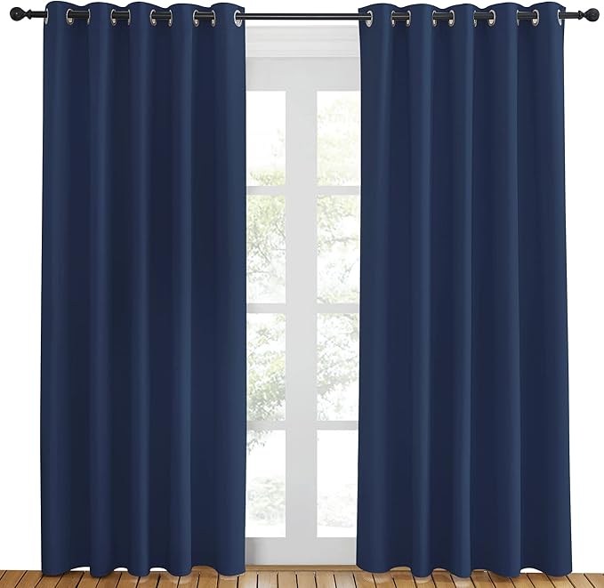NICETOWN Blackout Navy Curtain Drape for Windows 84" Long - Room Darkening Energy Saving Thermal Insulated Solid Grommet Window Treatment for Living Room (Navy, 1 Panel, 66 by 84-Inch) - Image 2