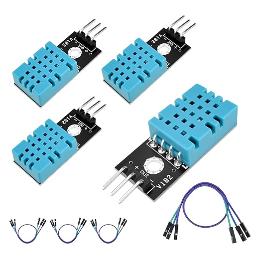4Pcs DHT11 Digital Temperature Humidity Sensor Module with Cable, Temp Range 0~50℃ (±2℃), Humidity 20~95% RH (±5%) for A-rduino Electronic Practice DIY by Unknown