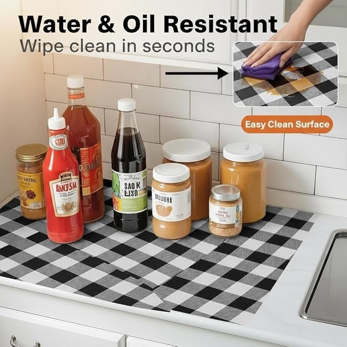 Coavas Extra Grip Thickened Shelf and Drawer Liner - Non-Adhesive Non-Slip Waterproof Mats for Kitchen Cabinets, Drawers, Shelves, Dresser & Cupboard, Easy Cut DIY (Black Stripe, 12IN x 10FT) - Image 3