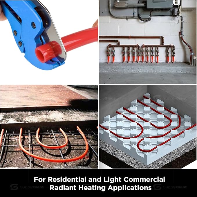 Supply Giant Oxygen Barrier PEX-B Pipe 3/4 Inch x 100 Feet Coil, Red Tubing for Radiant and Hydronic Heating Systems, Non-Potable Water Pipe for Winter Season - Image 7