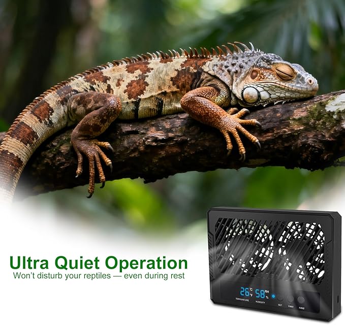 Reptile Dual-Head Temperature & Humidity Fan – Quiet Automatic Climate Control with Digital Display for Terrariums, Reptiles & Amphibians - Image 7