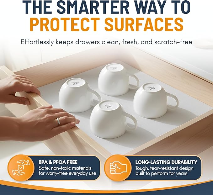 Shelf Liner Cabinet Liner for Shelves Non-Adhesive Kitchen Drawer Liner by Linda’s Essentials (12 x 120 Inches) - Non-Slip Easy Clean Shelf Liners for Cabinets and Cupboard Protector, Waterproof Mat - Image 2