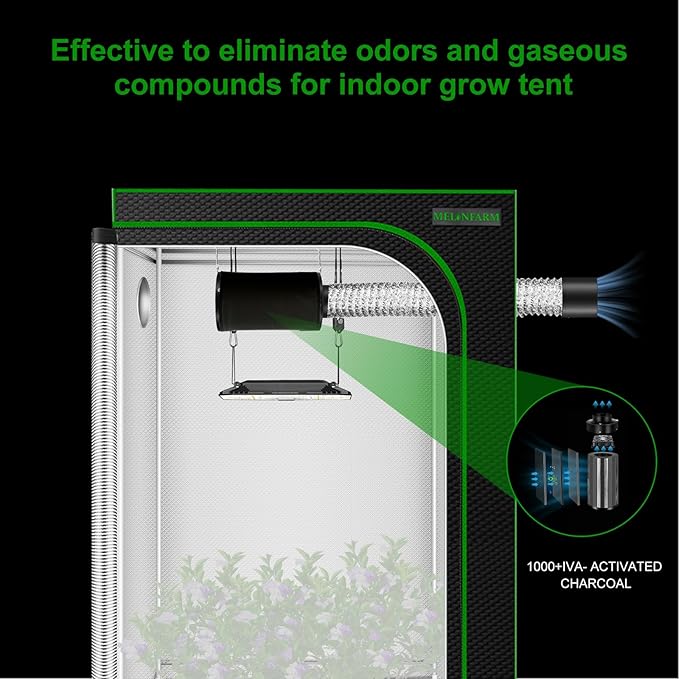 MELONFARM 4 inch Air Carbon Filter Smelliness Control with Australia Virgin Charcoal, Built-in 14cm Fan Low Nois and Speed Controller for Inline Duct Fan, Grow Tent, Vent Cover & Pre-Filter Included - Image 6