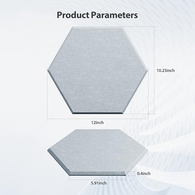 12 Pack Acoustic Panels Self Adhesive Sound Proof Foam, High Density Sound Acoustic Foam Panel, 12X10.23X0.4 Inch Hexagon Wall Panels in Home,Office,Reccording Room,Studio(Blue Gray) - Image 6
