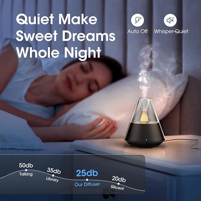 Essential Oil Diffuser, Modern Style Aromatherapy Aroma Diffusers with Candle Light, Fragrance Ultrasonic Cool Mist Humidifier, Remote Control, Auto Shut-Off, for Home Living Room Office - Image 6