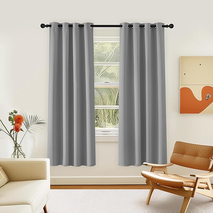 NICETOWN Room Darkening Curtain for Living Room - Energy Saving Thermal Insulated Grommet Room Darkening Curtain/Drape for Bedroom (1 Panel, 46 by 72, Silver Grey) by NICETOWN