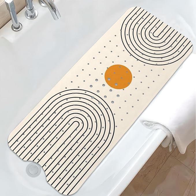 Rainbow Bathtub Mat Non Slip, Baby Bath Mat for Tub Rubber Tub Mat, Kids Bath Mats for Bathroom Modern Geometric Anti Slip Shower Mat with Suction and Drain Holes Machine Washable, 40″X16″ by Unknown