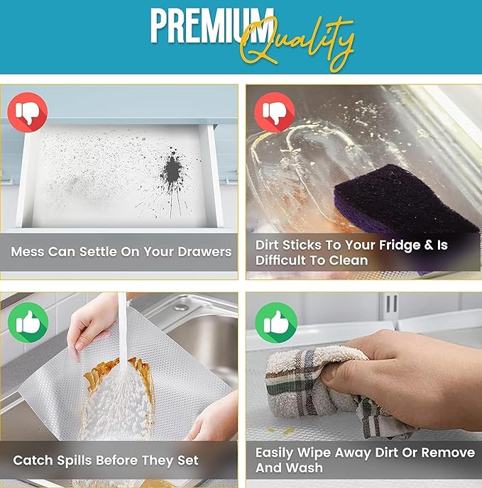 Refrigerator Liners for Shelves by Linda’s Essentials - Easy to Clean Fridge Liner with Spill Protection Fridge Shelf Liners & Drawer Liner, Nonslip BPA-Free Refrigerator Mats (Clear Roll) - Image 7