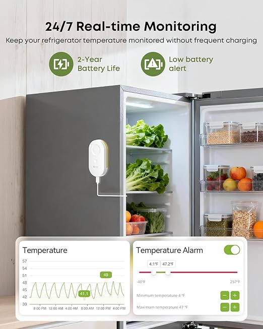MOCREO WiFi Refrigerator Thermometer with Freezer Alarm, Email Alert, App Notification, Data Logging Export, No Subscription Fee, 2 Remote Temperature Sensor for Home Kitchen, Hot Tub - Image 5