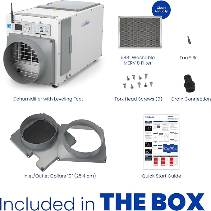 AprilAire E100W Wi-Fi Dehumidifier – 100 PPD for Crawl Spaces, Basements, Whole Houses up to 5,500 Sq. Ft., Part of the AprilAire Healthy Air System - Image 8
