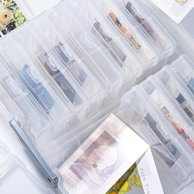 novelinks Transparent 4" x 6" Photo Organizers and Photo Storage Box with Handle, 16 Inner Photo Cases, Portable Picture Organizers & Photo Storage Containers (Clear-Silver Handle) - Image 5