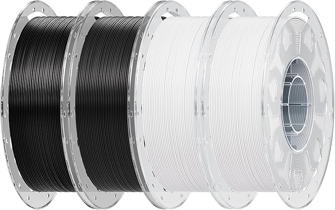 Creality PLA Filament 1.75mm Bundle 4 kg, 3D Printer Filament Multicolor, Enhanced Toughness No Warp, 4 Pack-1 kg (Black, Black, White, White) by Creality