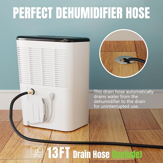 13FT Dehumidifier Drain Hose 3/4" FHT,Leakproof Dehumidifier Hose with Rustproof Durable Connector,Thickened drain hose for dehumidifier indoor,Perfectly Compatible with Most Brands of Dehumidifiers - Image 7