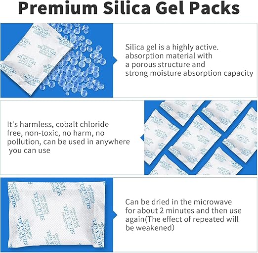 Moisture Absorbers, Silica Gel Packets, 20 Gram - 30 Packs, Desiccant Packs, Dehumidifier Packs for Storage, Spices Jewelry, Shoes Boxes, Electronics Storage (30 PCS) - Image 2