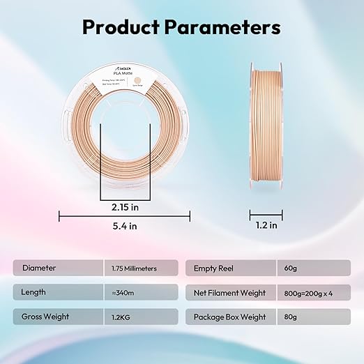 AMOLEN PLA Matte 3D Printer Filament Bundle, PLA 1.75mm Craftsman Color Quartet Set, Porcelain White/Terracotta/Delft Blue/Sand Beige, 200g X 4 Spools - Image 6