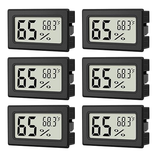 6-Pack Mini Hygrometer Indoor Humidity Meter, Mini Digital Thermometer Humidity Gauge Meter, Indoor Thermometer Hygrometer Monitor Fahrenheit (℉) for Reptile Thermostat, Jars Reptile, Fridge by ANFBYOH