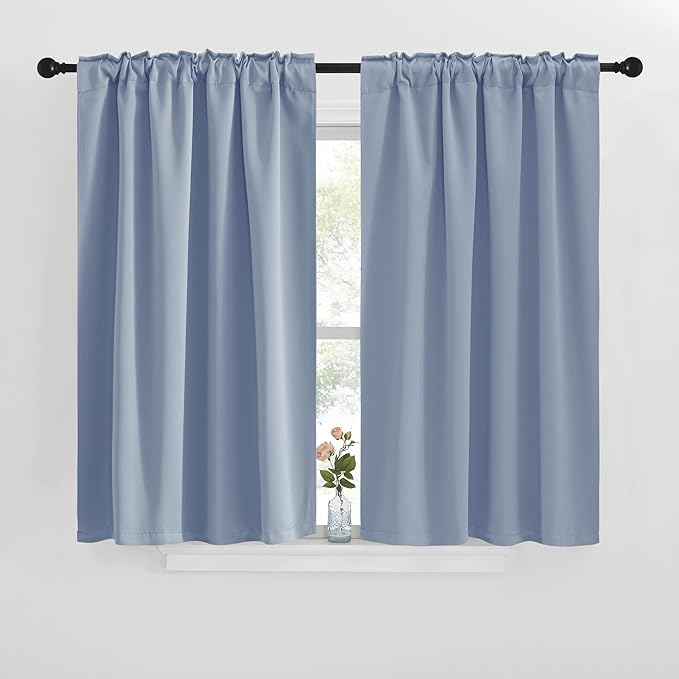 NICETOWN Blackout Window Curtains for Camper - (Vintage Blue Color) 42x40 Inch, 2 Panels Set, Thermal Insulated Room Darkening Blackout Drapes/Draperies with Rod Pocket & Back Tab for Loft - Image 2