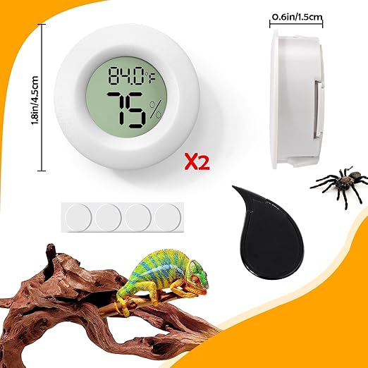 2 PCS White Reptile Thermometer and Humidity Gauge for Bearded Dragon Tank Accessories, Reptile Tank Accessories for Jumping Spider, Leopard Gecko, Hermit Crab, Gecko, Ball Python, Lizard - Image 6