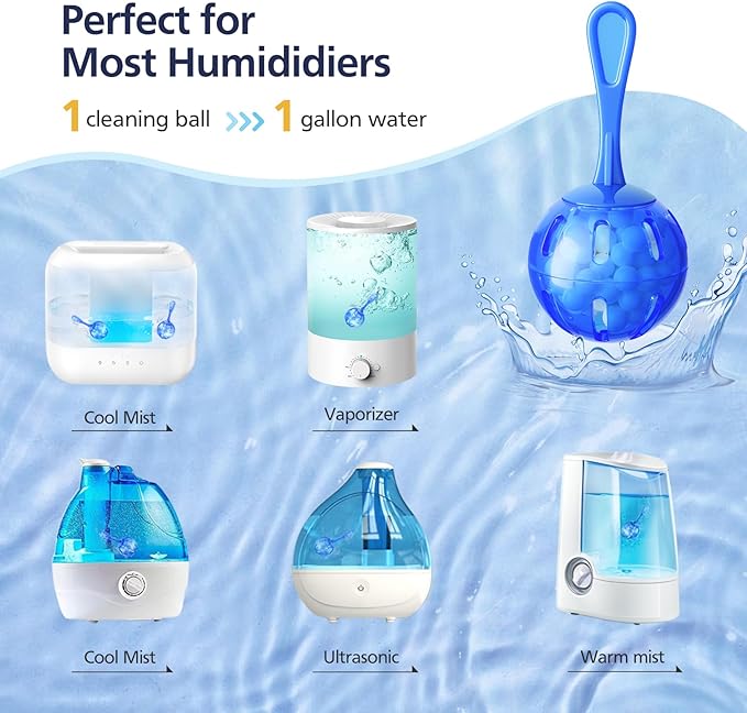 12 Pack Universal Humidifier Tank Cleaner Demineralization Cleaning Ball for All Humidifiers and Fish Tank, Demineralization Cartridge for humidifier, Purifies Water Eliminates White Dust and Odor - Image 2