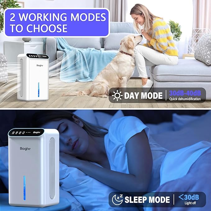 Dehumidifiers, Dehumidifier for Home (85 OZ, 800 sq.ft) Quiet Small Dehumidifier for Bedroom Bathroom Basement with Drain Hose, 3 Gear Timer, Sleep Mode, Auto Shut Off, 7 Color Ambient Light - Image 4
