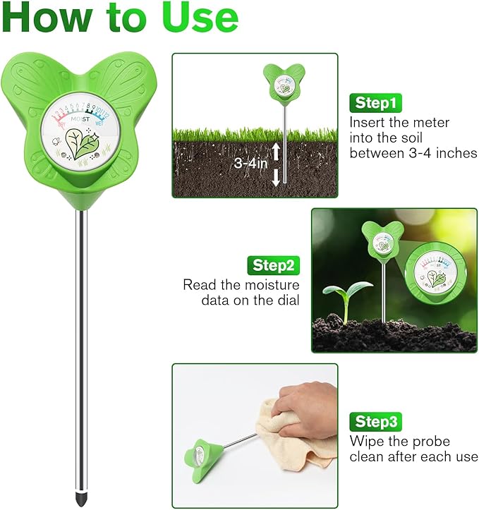 UNIWA Soil Moisture Meter, Plant Water Meter for House Plants and Indoor Potted Plants, Soil Moisture Monitor for Garden, Farm, and Lawn Plant Care, No Battery Needed- 2pack - Image 3