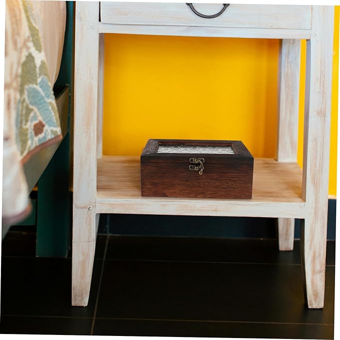 Vintage Floral Glass Lid Wooden Jewelry Box Decorative Keepsake Chest with Metal Clasp Multi Functional Storage Organizer for Dried Fruits Beauty Products and Documents Stylish - Image 6