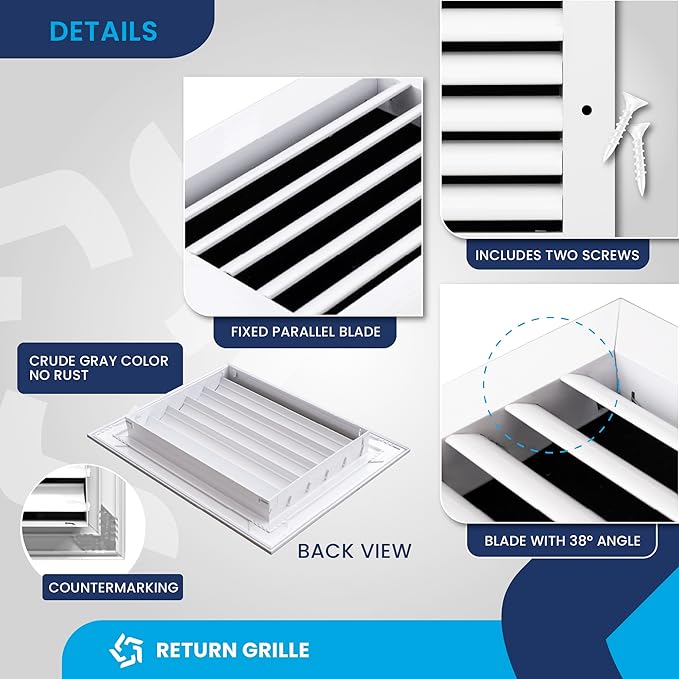 8x6 Inch (Duct Opening) Air Return Vent Cover Decorative – Premium Aluminum AC Vent Cover for Ceiling & Wall, Rustproof Grille, Ideal for Home HVAC Grille, Durable & Easy to Install by ACLAMINAIRE - Image 9