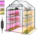 Bstrip Walk In Greenhouse, Indoor Greenhouse with Grow Lights, Mini Indoor Greenhouse with Roll-Up Zipper Entry Door and PVC Cover, Dimmable 2FT 120W Plant Light with Timer (56.3"W X 56.3"L X 76.8"H ) by Bstrip